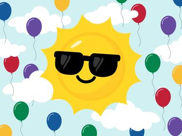 summer sun with sunglasses and balloons